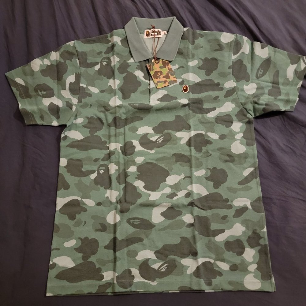 BAPE Polo Shirt.  Brand new green camo.  Size 2XL